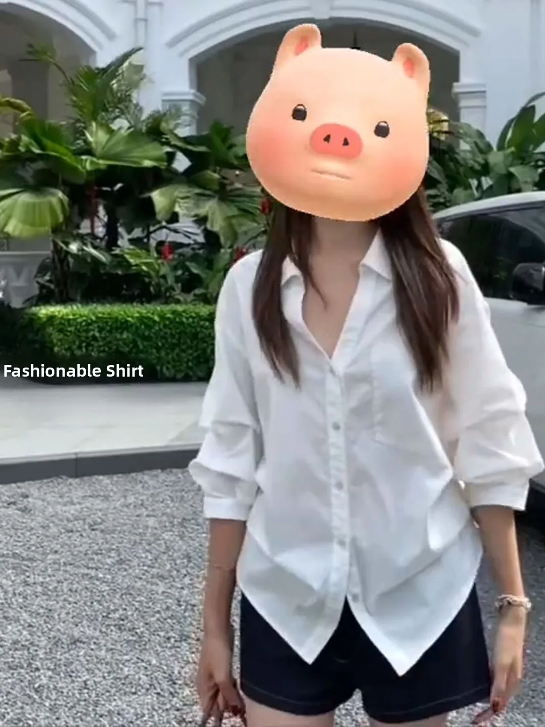 

White Casual Fashionable Minimalist Women's Shirt 2026 New Style Slimming Versatile Outdoor Trendy Button-Up Polyester Fiber