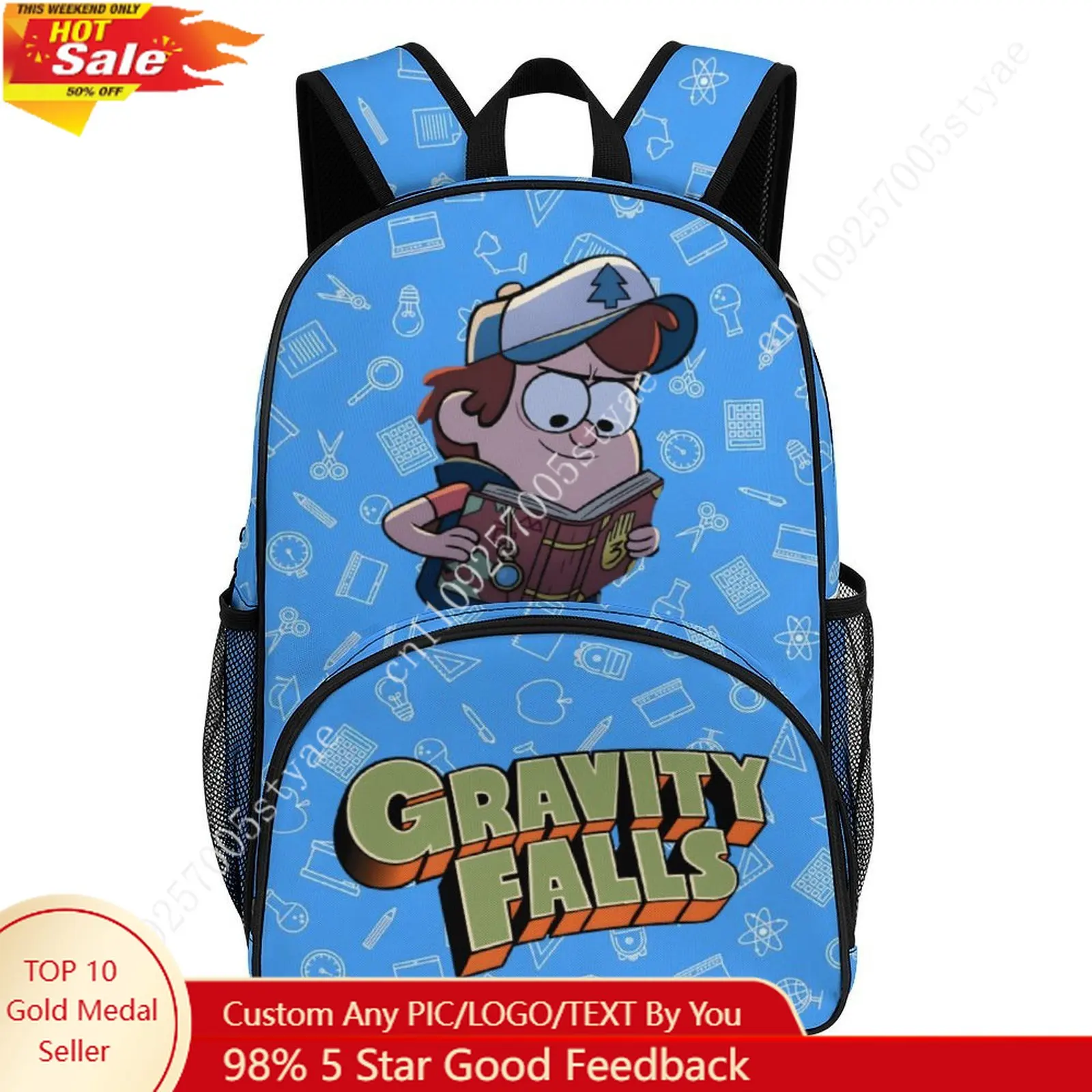 

Dipper Pines Large Capacity Backpack Disney Cartoon Decorate Fabric Bags Design Your Photo Logo Text Party Holiday Cosplay Gifts