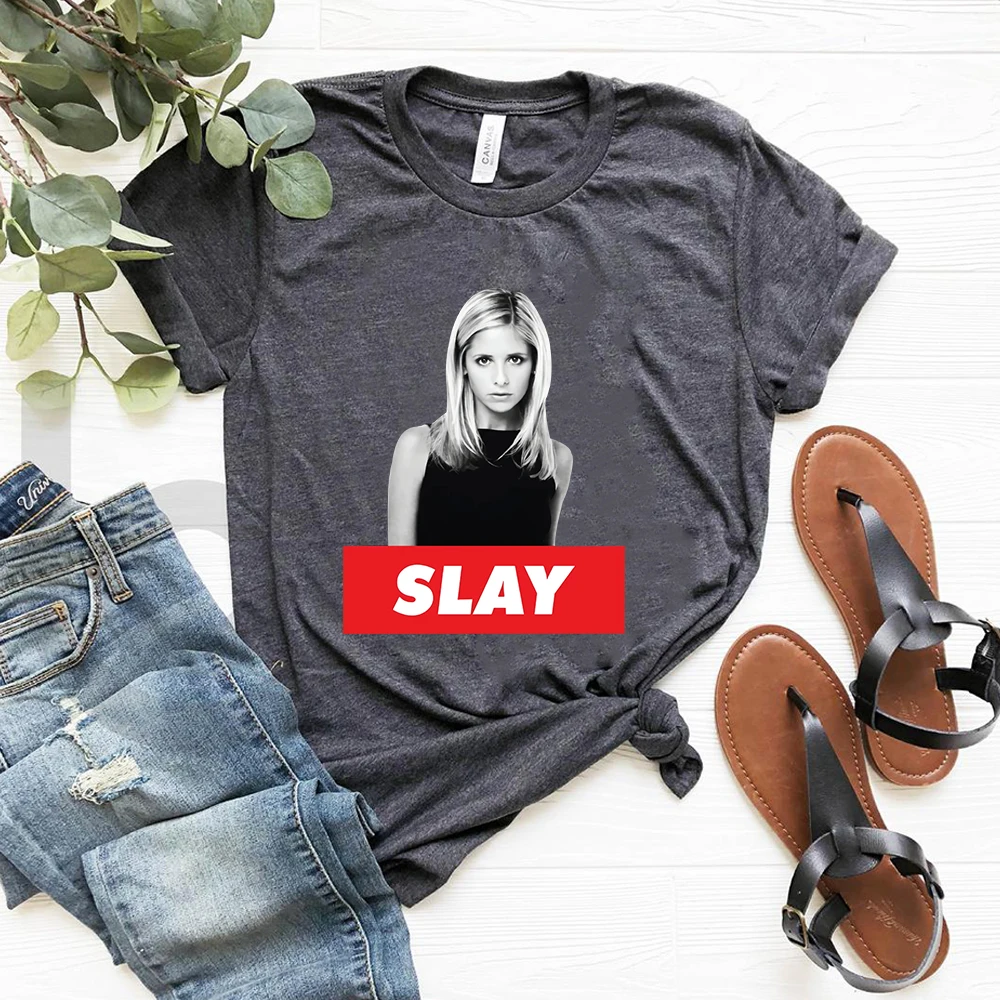 Buffy The Vampire Slayer T-Shirt Intage Buffy Vampire Graphic Tee Demon Hunter Shirt Sunnydale High Tees Tv Show Fans Gift Tops