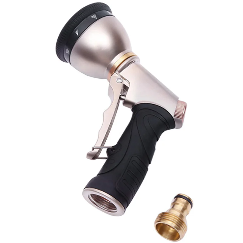 Garden Hose Nozzle Sprayer - Heavy Duty Metal Spray With Pistol Grip Trigger. 9 Adjustable Patterns Best For Hand Watering Plant