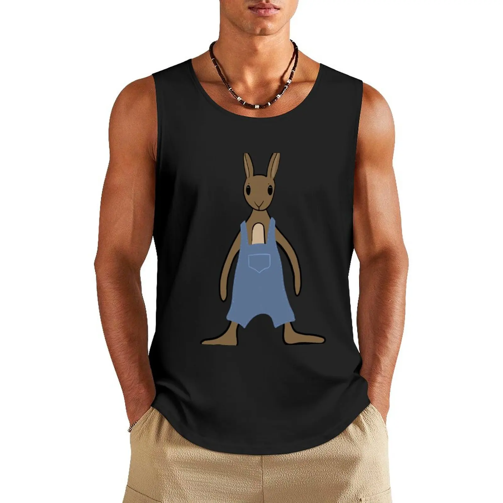 Stuffed Bunny in Overalls Tank Top running shirt underwear Muscle fit gym training accessories