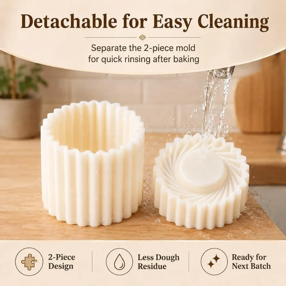 Double‑Sided Hand Press Mooncake Mold Detachable Non-Stick Dessert Baking Mold Interchangeable Pattern Food‑Grade Plastic