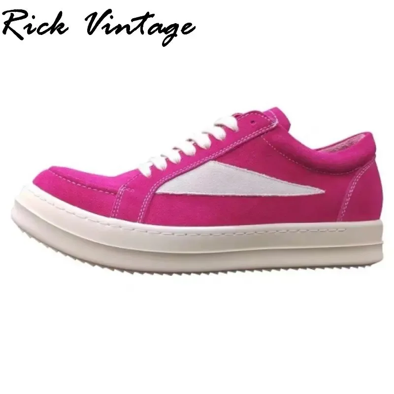 Rick Vintage-Chaussures rondes décontractées en cuir véritable pour hommes et femmes, baskets plates à lacets, baskets de luxe, Hip-Hop Street Dunk