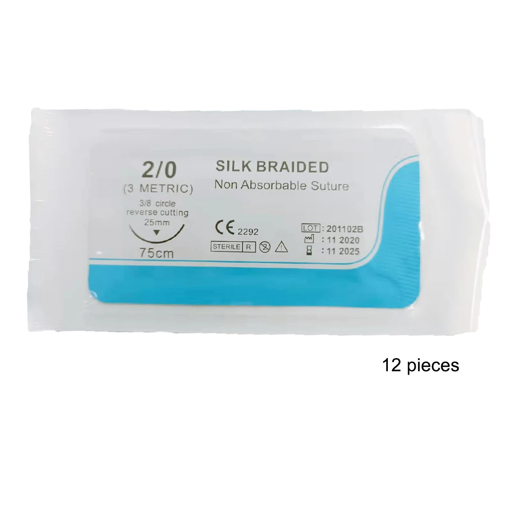 Surgical Silk Braided Suture 75cm Polypropylene 2/0 3/0 4/0 Nylon Monofilament Sutures