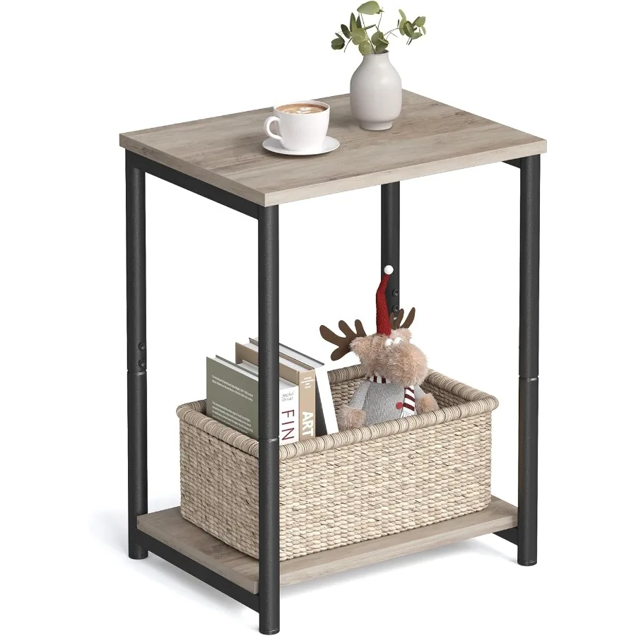 

Side Table Small End Table Nightstand for Living Room Bedroom Office Bathroom Greige and Black ULET271B02