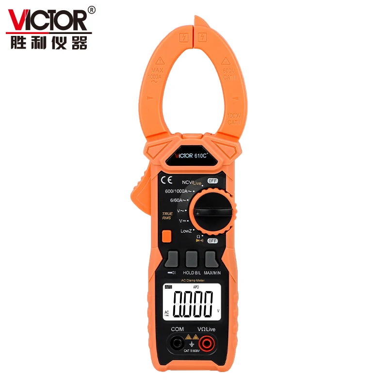 VICTOR 610C+ handheld mini digital clamp meter diode test with Max./ Min. value automatic lcd true rms multimeter