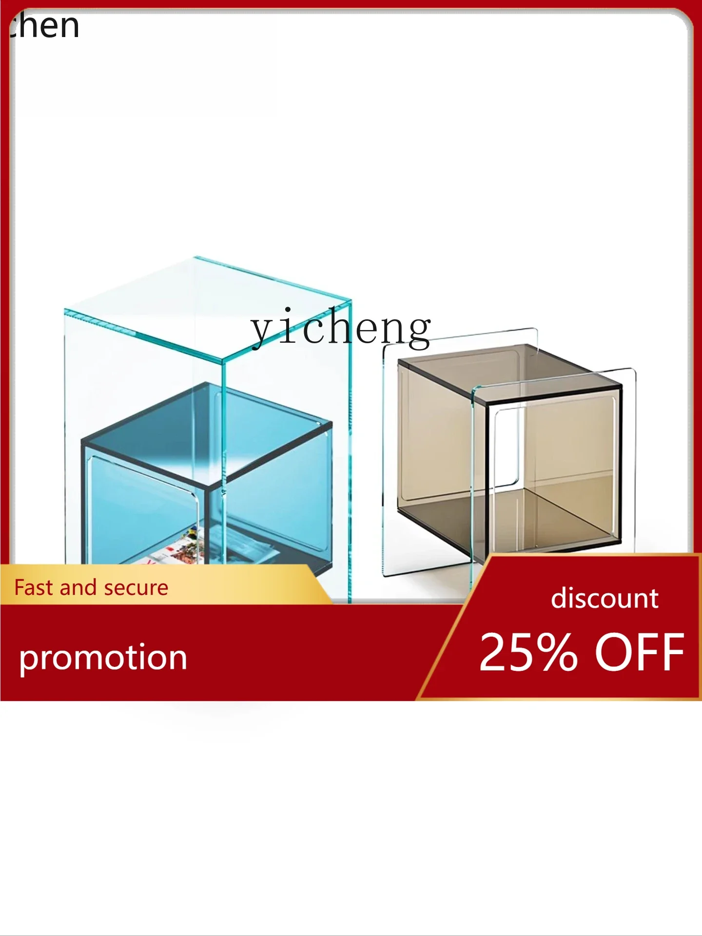 

ZML Minimalist Glass Sofa Side Table Side Cabinet Living Room Storage Cabinet Movable Small Coffee Table Bedroom Bedside Table