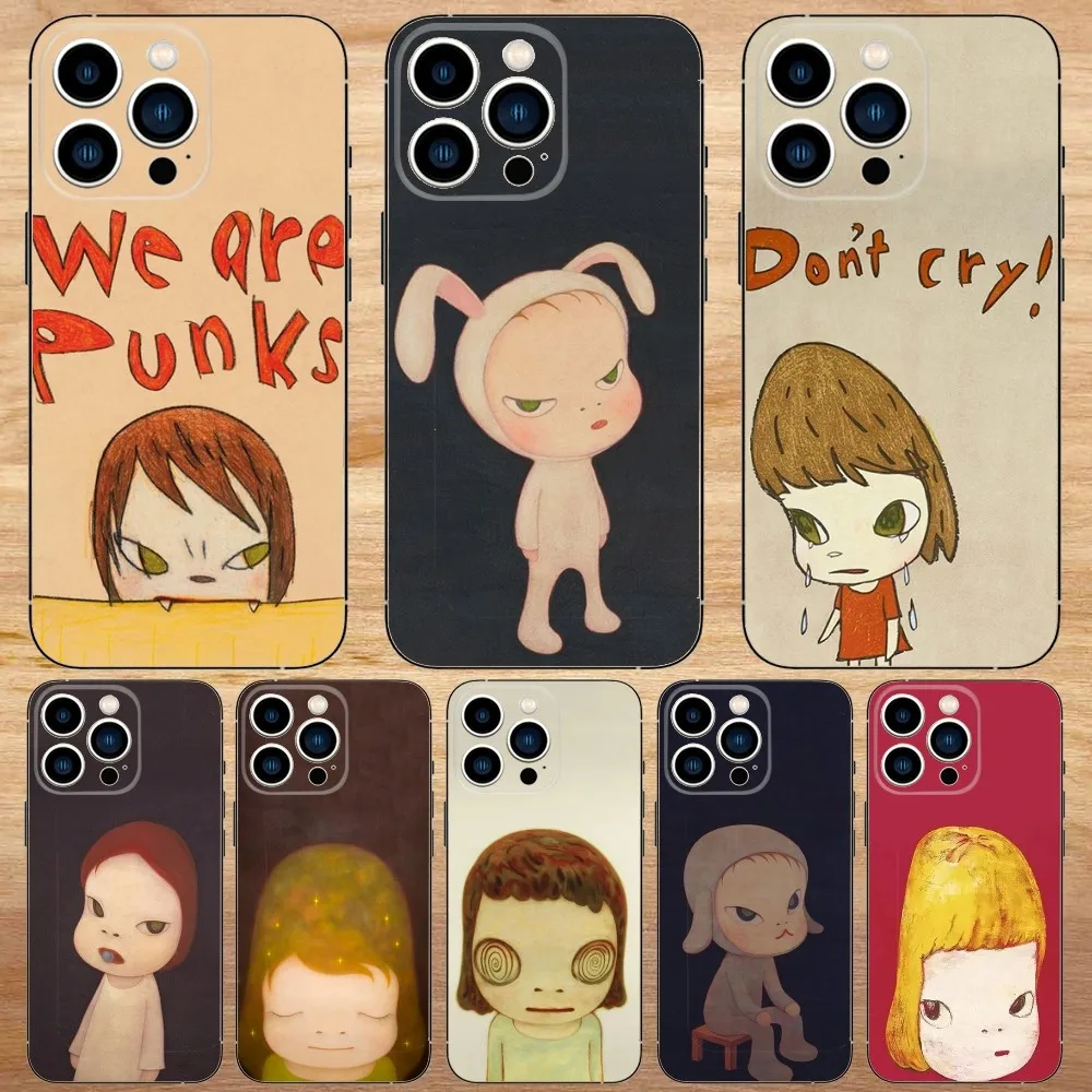 Yoshitomo Nara Art Phone Case For iPhone15,14,13,12,11,Pro,Max,Plus,Mini,X,XS,XR,8,7,6,S,Plus,SE Soft Black Case