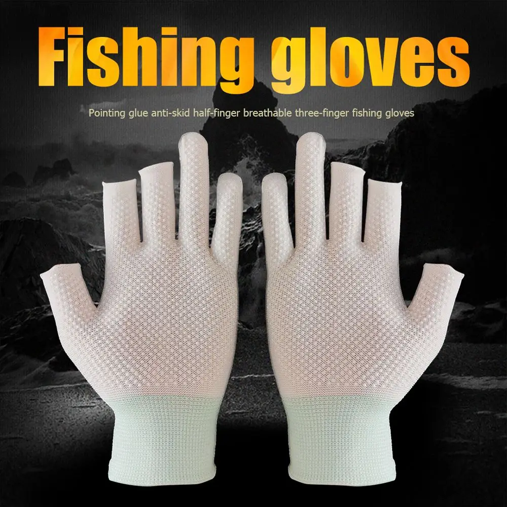 Sunscreen Summer Open/Half Fingers Sport Nylon Ice Cool Cycling Gloves Fishing Accessories Fishing Gloves Three Fingers Gloves