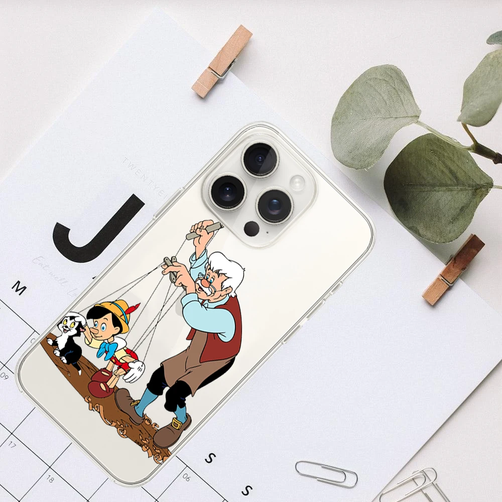 MINISO Pinocchio Phone Case for iPhone 12 11 13 14 15 16 Max Pro Plus Transparent Cover image 4