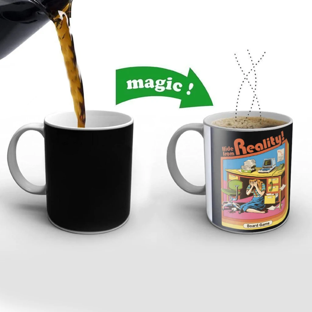 

Hide From Reality Creativity Change Color Chang mug Ceramic mug Hot Coffee Cup Breakfast Cup Mug Friend Gift