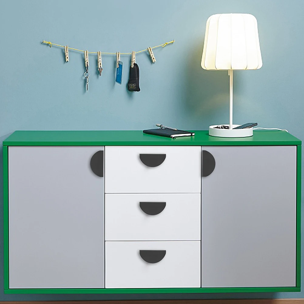 

2Pcs Semicircular Pulls Black Self Adhesive Dresser Cabinet Wardrobe Door H les Furniture Hardware Closet