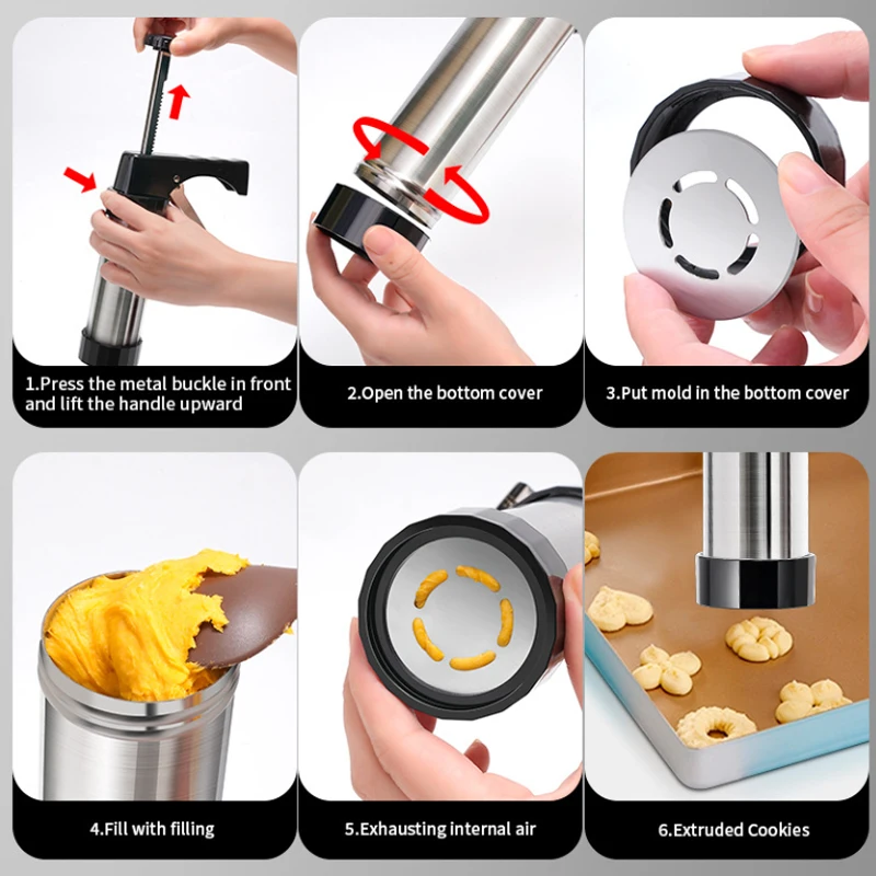 13pcs/set DIY Manual Cookie Mold Gun Cookie Press Kit Machine Gun Decorating Squeezing Machine Making Churros Device Baking Tool