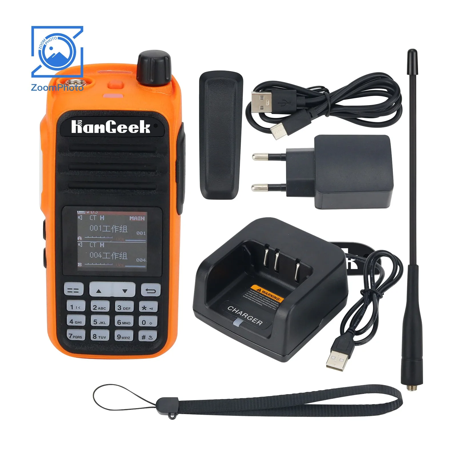 HamGeek HGA37 70-900MHz Walkie Talkie Handheld Transceiver AM FM UHF VHF Radio w/ Color LCD