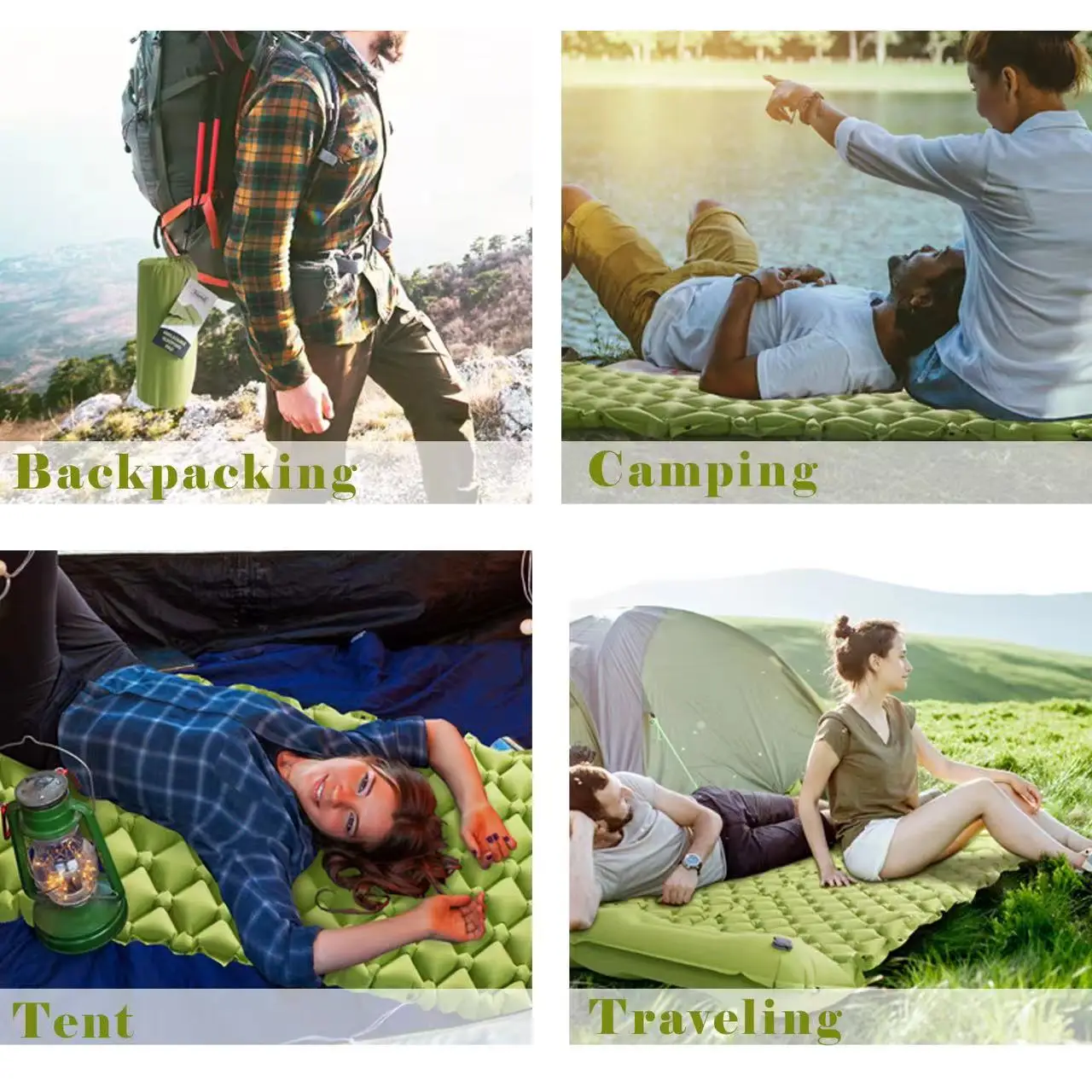 Lightweight Portable Folding Inflatable Camping Sleeping Pad Waterproof and Dampproof Hiking Mattress