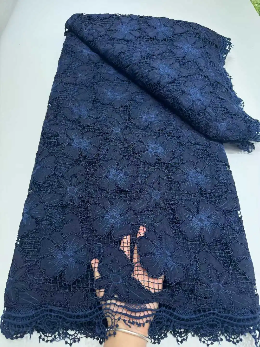 

2025 Hot Sale Nigerian Guipure Cord Lace Fabric Hight Quality African Water Soluble Lace Fabric For Women Evening Dress Material