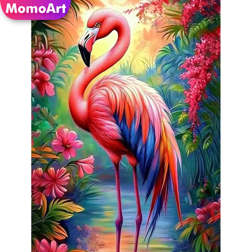 Momoart Diamond Painting Flamingo Animal DIY Suitable for Beginners Diamond Mosaic Bird Embroidery Home Living Room Art Craft