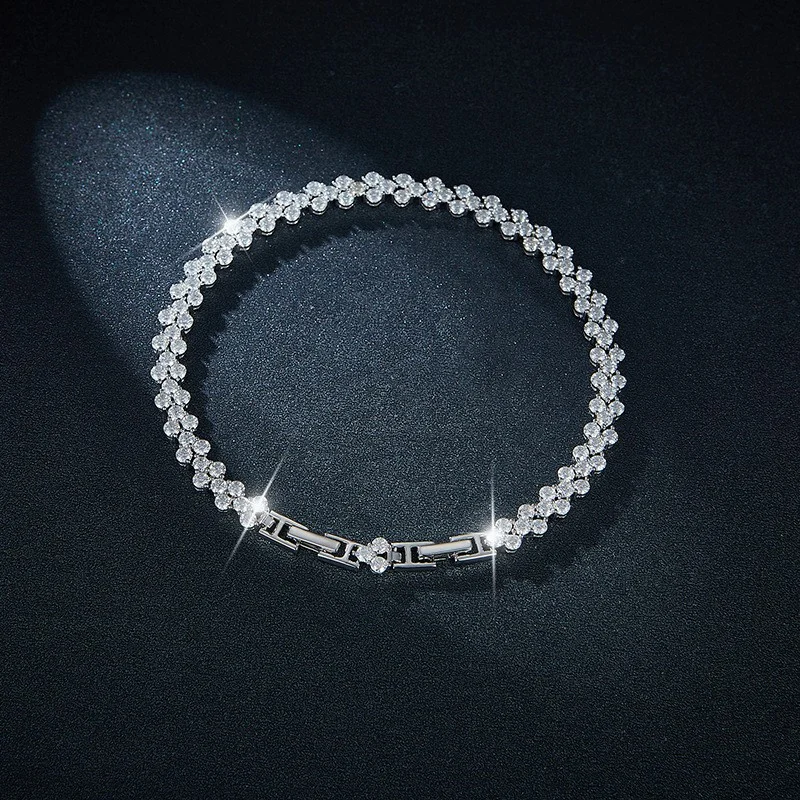 

ZFSILVER Серебро 925, модный изысканный модный роскошный дизайн, муассанит, пшеница, нерегулярная буква V для женщин, свадебные украшения, подарок B3-0043