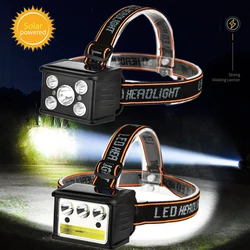 Solar Power LED Headlamp Ultra Powerful USB Rechargeable Head Lantern Torch Flashlight with 18650 Battery for Fishing Camping