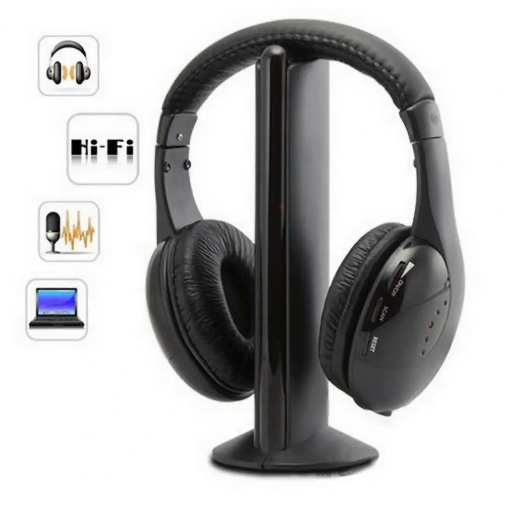 Wireless Headset Over Ear FM Radio PC TV Headphone Transmitter With Microphone Gaming Surround Sound Driver Supply For Computer