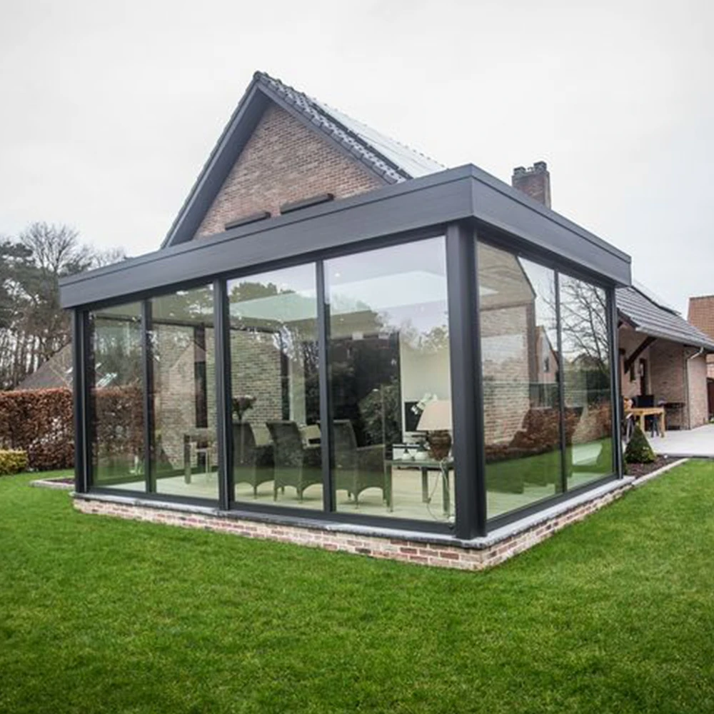 

Sunroom Sliding Door Double Glazed Custom Aluminum Alloy Profile Front Entry Doors Mini House Garden Room For Home Decor