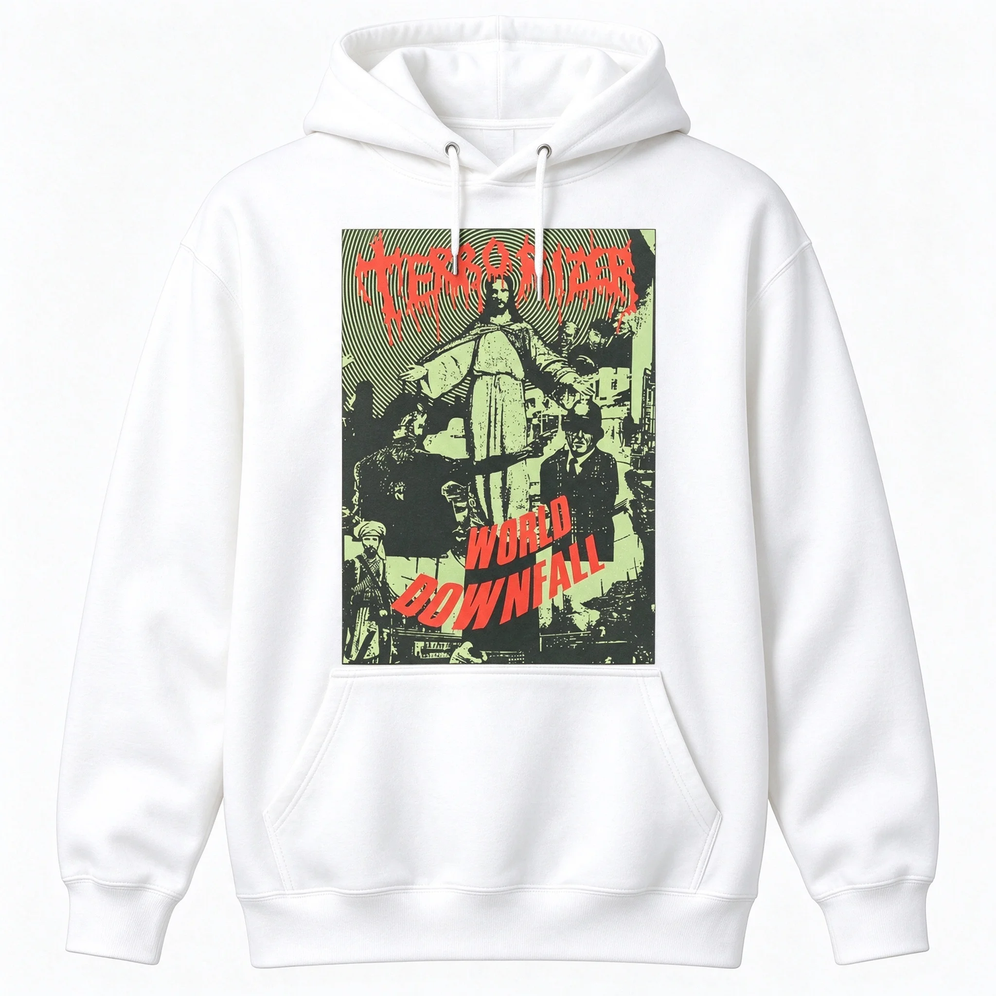 Terrorizer Extreme Metal Cotton Hoodie, Vintage Washed Grindcore Merch Stylish Long Sleeve Street Sweatshirt