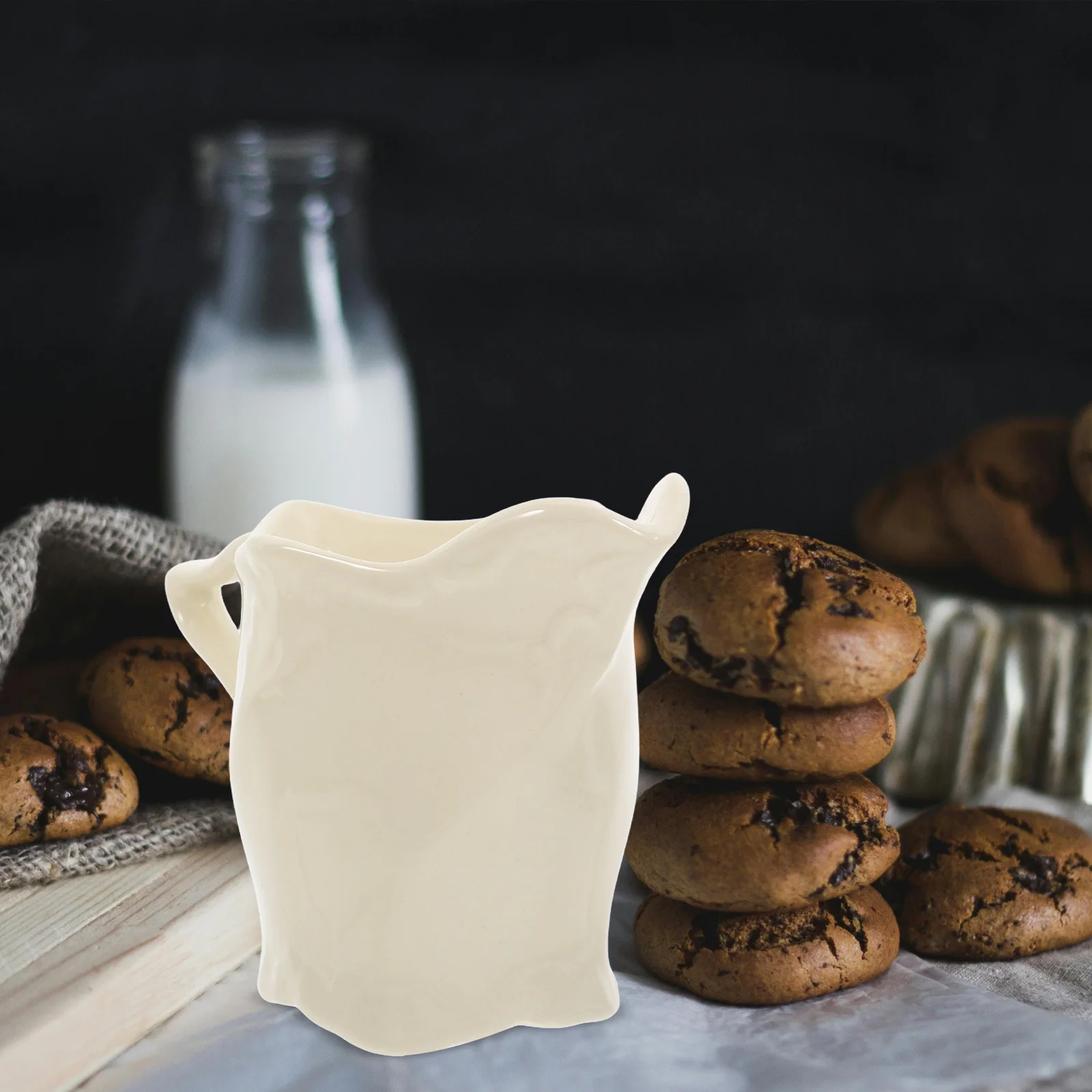 

Ceramic Beige Creamer Jug Vintage Coffee Milk Frother Pitcher for Latte Tea Syrup Porcelain Gravy Pitcher Ceramic Mug
