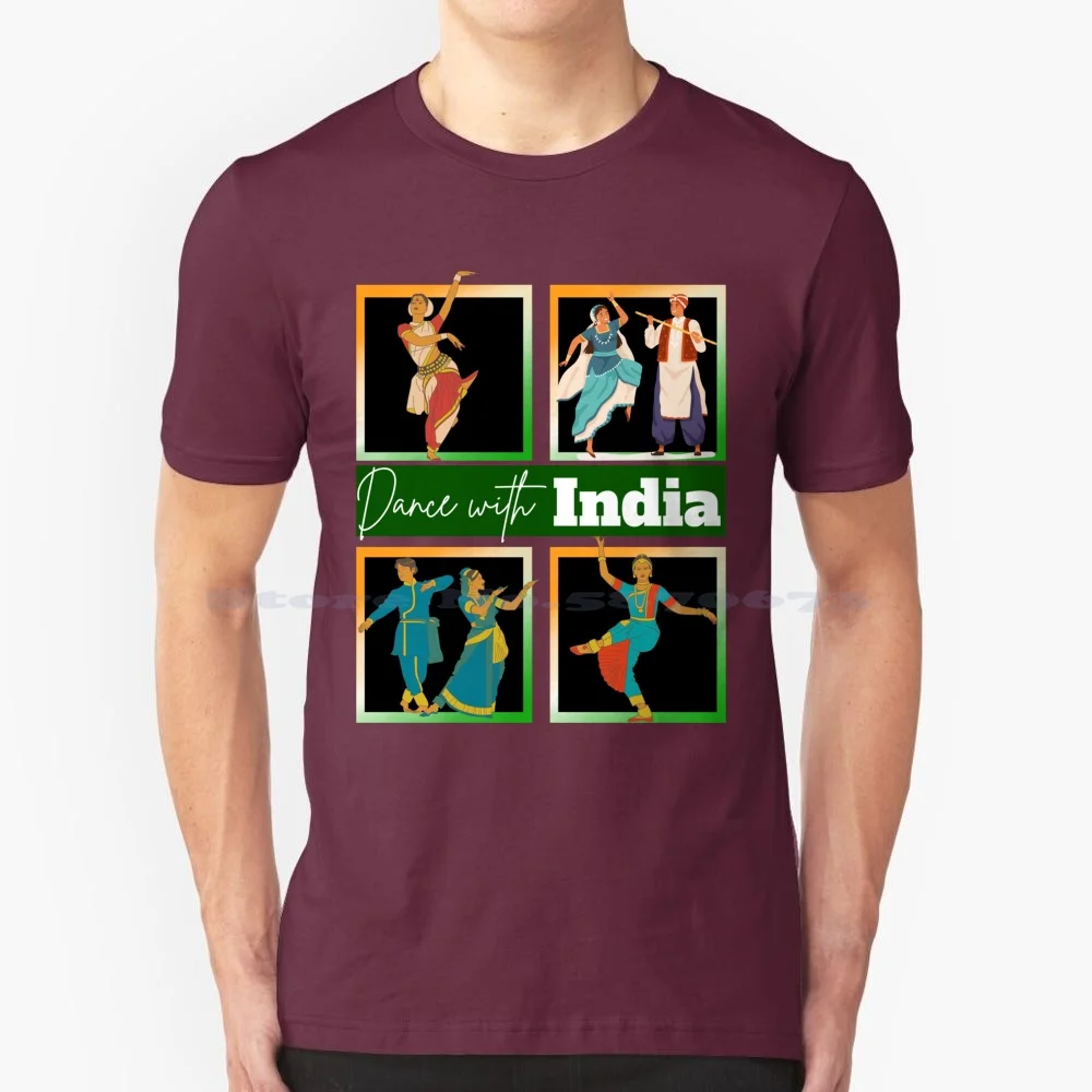 India And Traditional Dance Love T Shirt 100% Cotton Tee Indian Theme Kathak Odissi Bharatnatyam Bhangda Bollywood Traditional