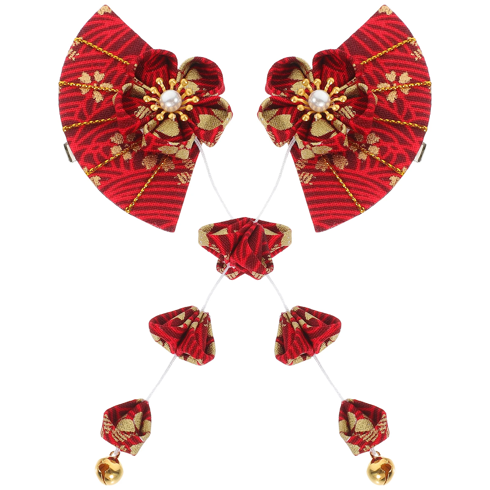 

Japanese Style Hairpin Kimono Accessories Women Girls Flower Shape Hairclip with Bell Tassel Decorative Ornaments Aesthetic