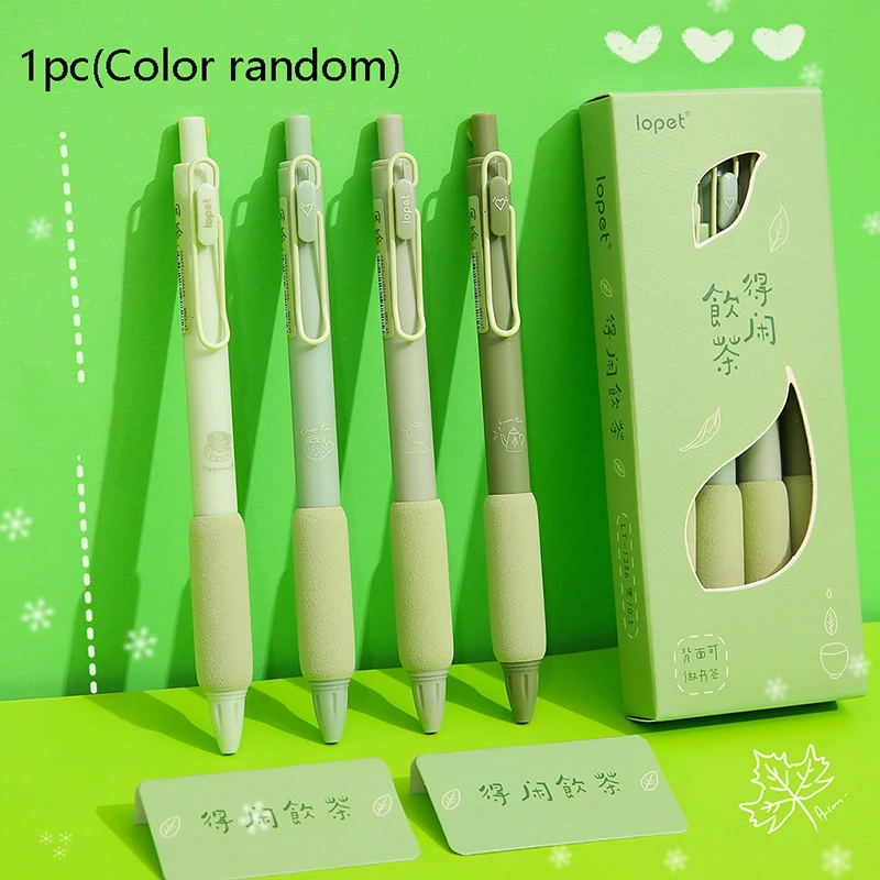 

1pc Green Tea Gel Pen Soft Touch Holder 0.5mm Ballpoint Black Color Ink for Writing Office School