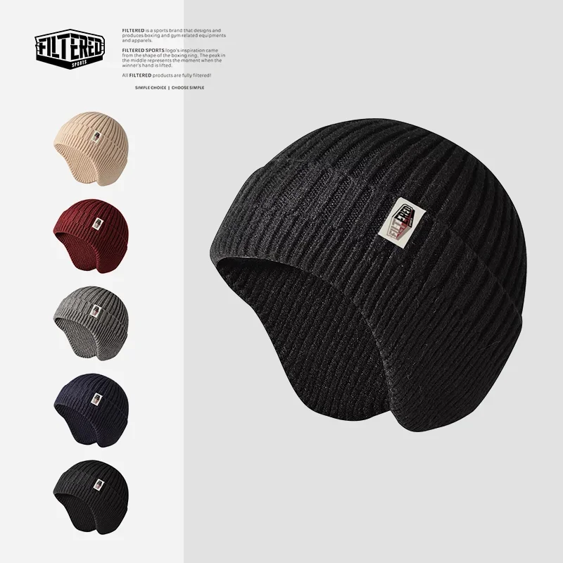 FILTERED Sports Women's Knit Hat with Ear Protection One-piece Textile 3D Hat Shape Autumn Winter Sports Boxing Windproof BNS01