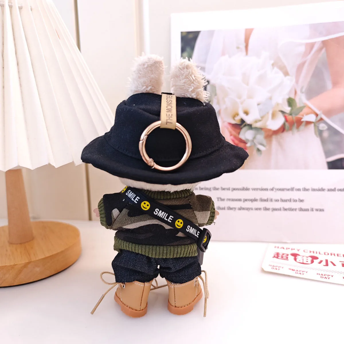 17cm Mini Doll'S Clothes Outfit Accessories For Labubu V1 V2 Striped overalls hats glasses shoes Cool handsome Clothing Gift