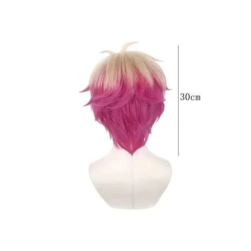 Imagen 2 del producto Peluca de Cosplay de Anime Alexis Ness, pelo sintético corto liso de lino rosa y rojo, accesorios para Festival de Frieren y Halloween