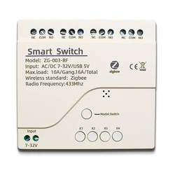 4CH Zigbee Tuya Smart Relay Module 7-32V 220V RF Receiver 433 Remote Control Switch Work Alexa Google Home Tuya Gate way Hub