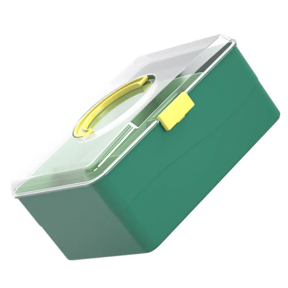 1 قطعة صندوق دواء محمول عالي التحمل من البلاستيك حقيبة للتخزين في حالات الطوارئ مقبض مريح مشبك آمن للسفر المنزلي الإسعافات الأولية