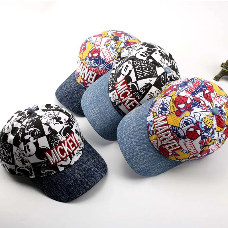 Marvel Spiderman Mickey Mouse Kinderhoed Jongen Meisje Hip Hop Caps Disney Mickey Minnie Caps Anime Figuur Gedrukt Hoeden Mode