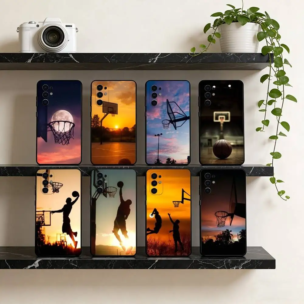 

Sunset Basketball Phone Case For Samsung S25,S24,S21,S22,S23,S30,Ultra,S20,Plus,Fe,Lite,Note,10,Black Cover