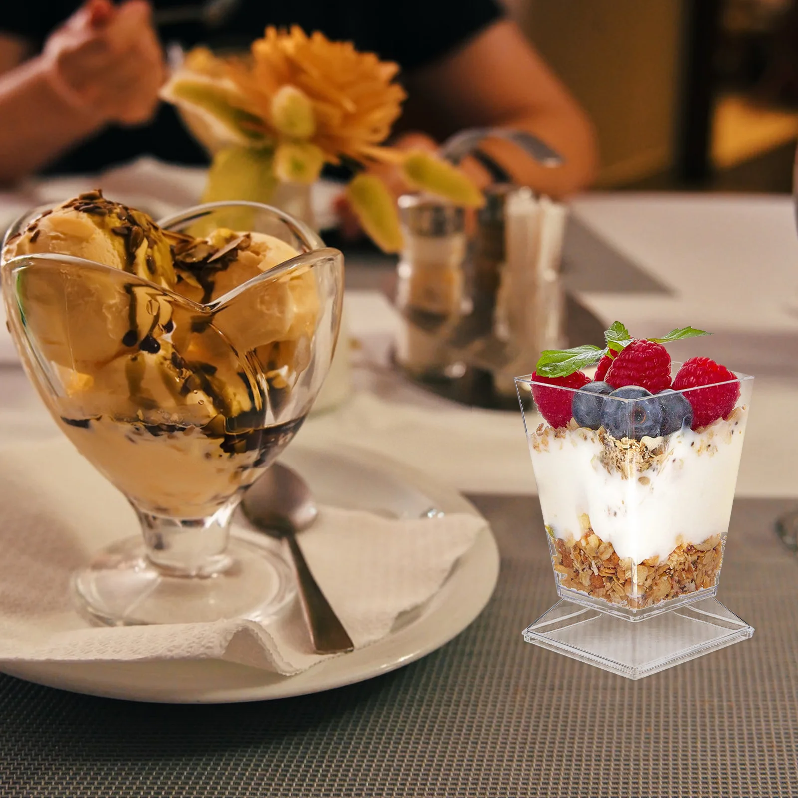 

25Pcs Dessert Cups Clear Transparent Mousse Cake Cups for Party Banquet Home Restaurant Use Mousse Cup Household Dessert Cup