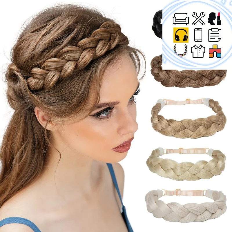 

1 шт. Синтетическая регулируемая повязка на голову ручной работы с плетеными эластичными лентами, модная повязка для волос, головной убор для женщин