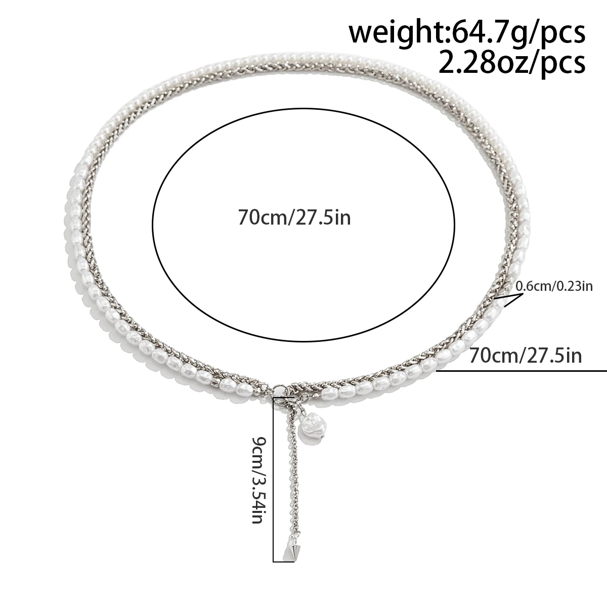 IngeSight.Z 2024 Simple Double Layer Long Chain Imitation Pearl Necklace Personality Punk Necklace Woman Neck Jewelry