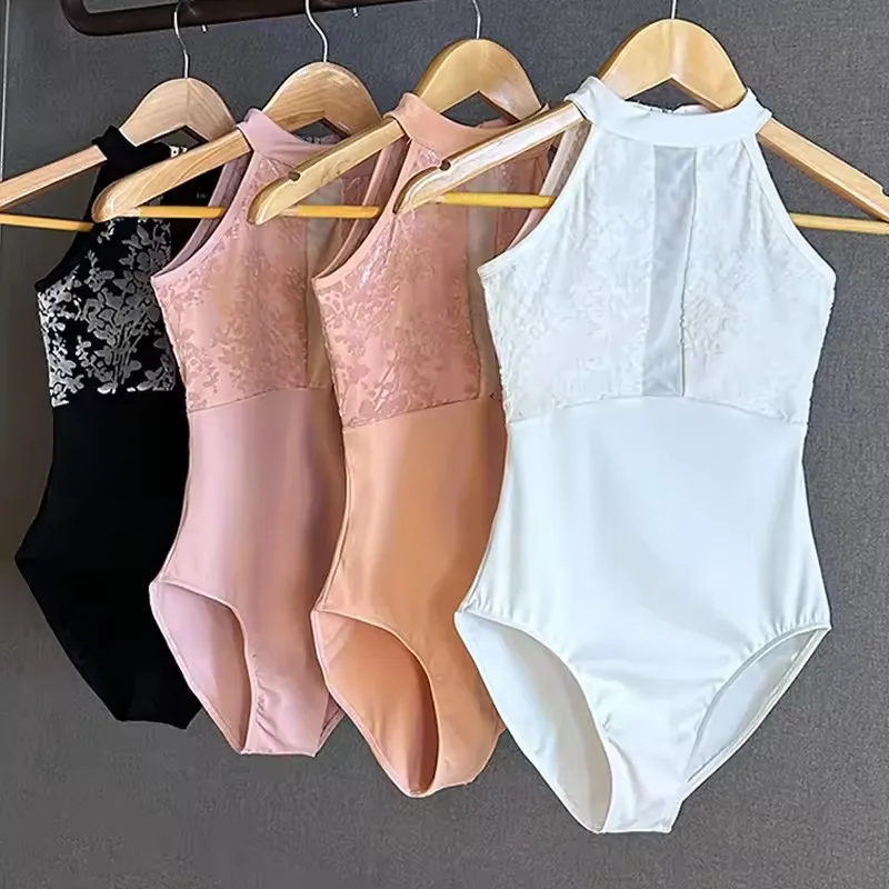 

Ballet Dance Leotard Women White Sleeveless Dancing Jumpsuit Adult Elegance Daily Practice Ballet Dance Clothes Yoga Leotard