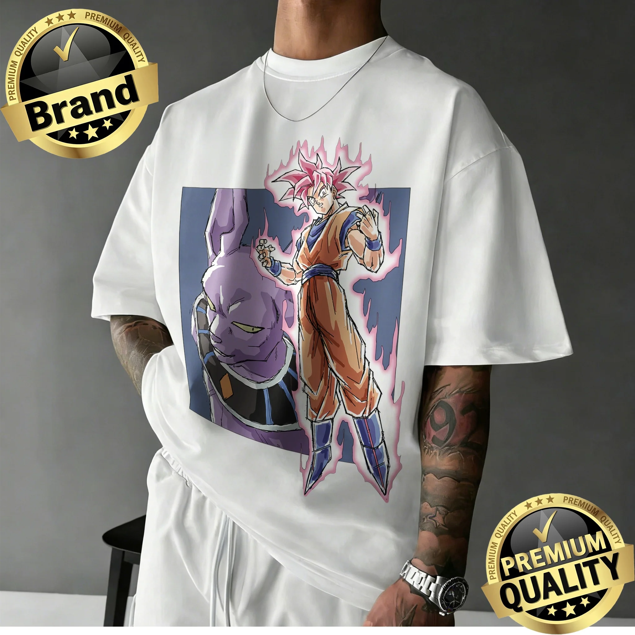 2026 Sommer Klassisches Dragon Ball T-Shirt 100% Baumwolle Oversized Super Saiyan God Print Retro Lässiger Loose Fit Unisex T-Shirt Y2k