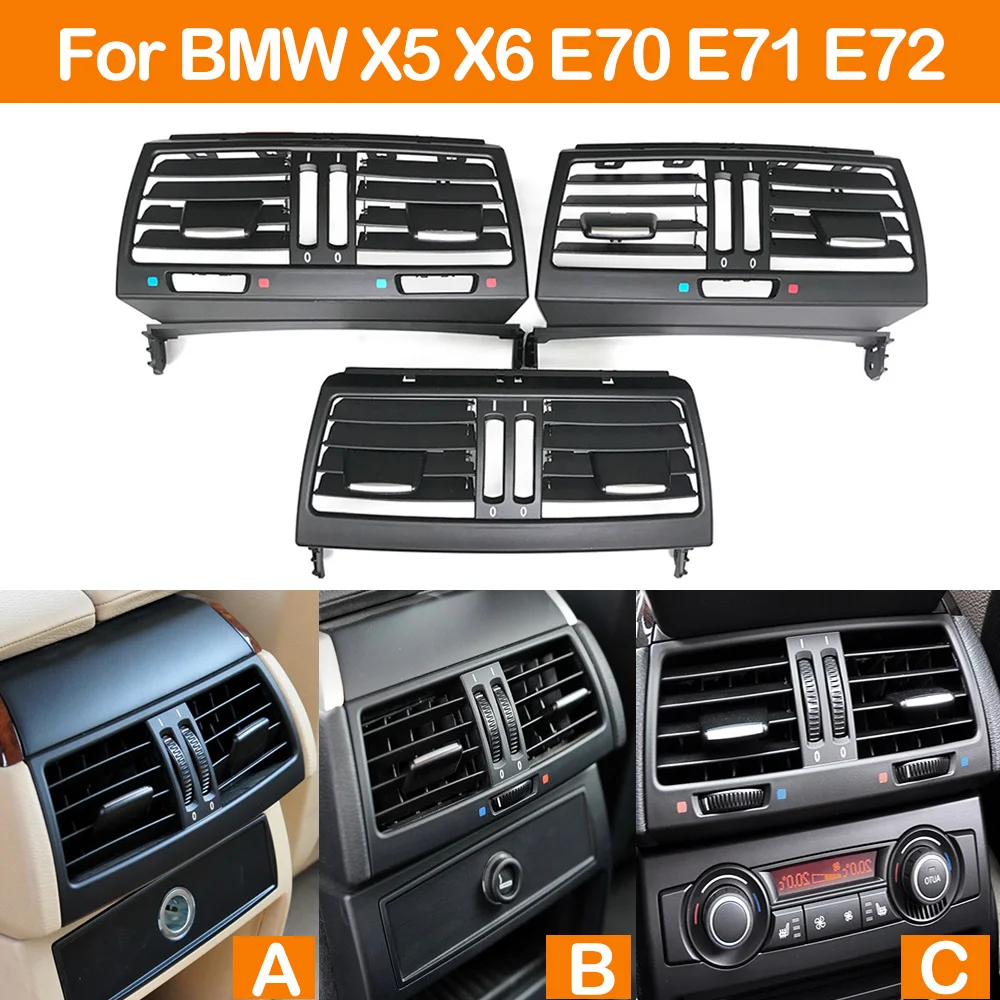 Pop Improved Rear Console Air Circulation AC Vent Grille Panel Cover For BMW X5 X6 E70 E71 E72 2007-2013 64226958748
