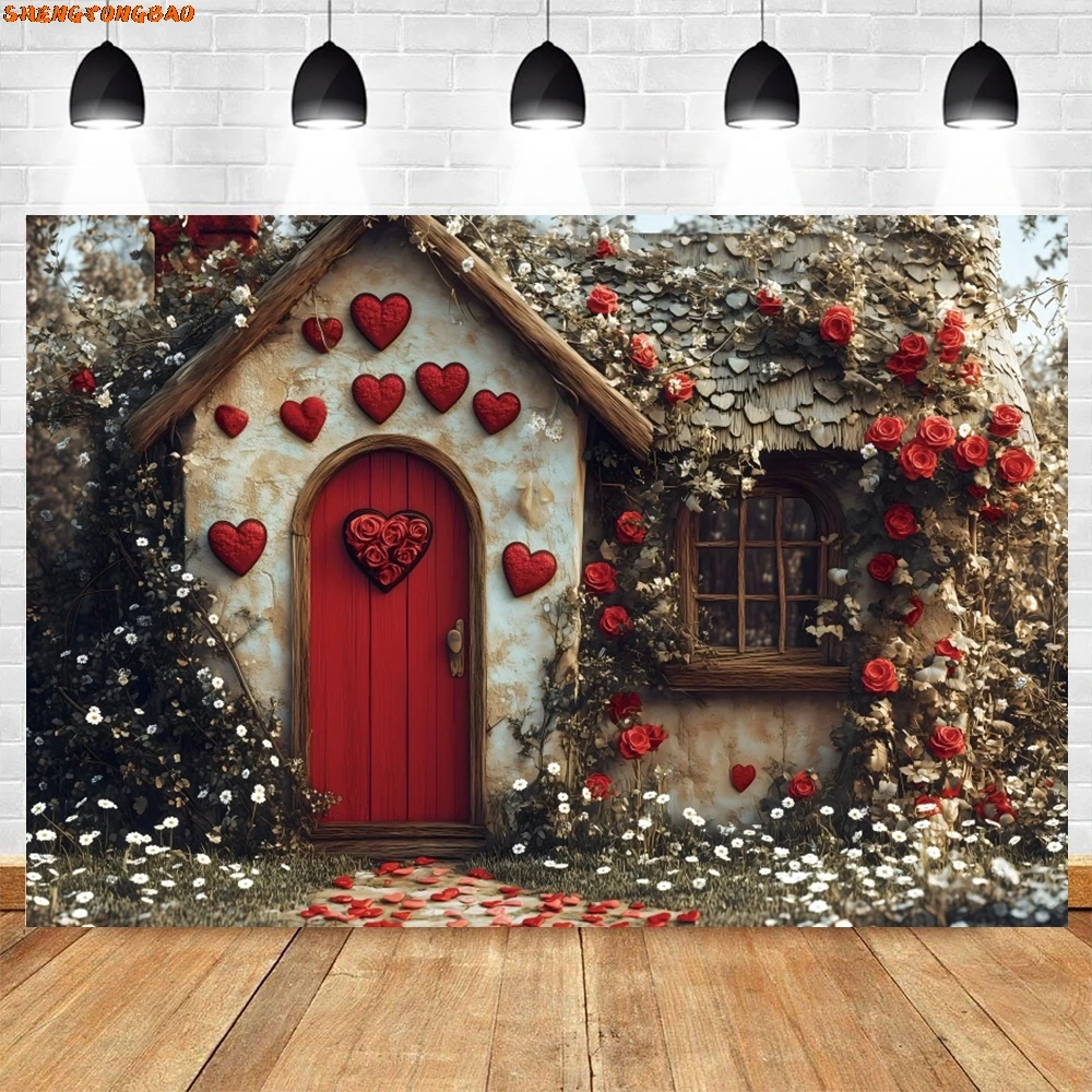 Vintage Cottage Photography Background Rose Love February 14th Valentine's Day Kids Adults Portrait Backdrops Photozone Supplies