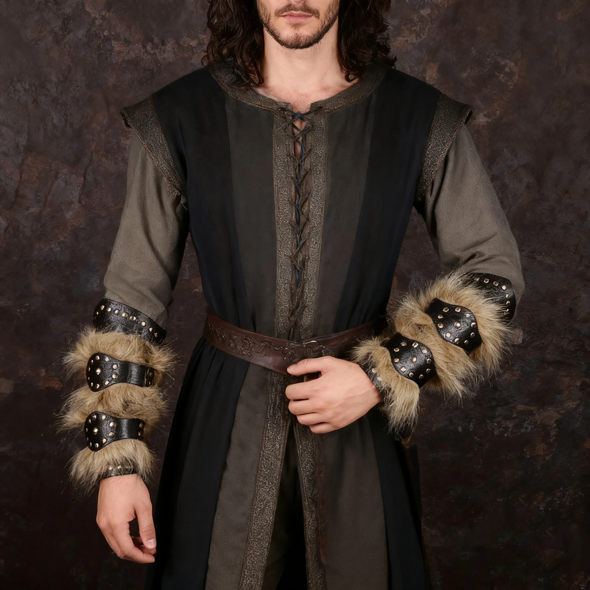 

Кожаные наручи викингов из искусственного меха для мужчин и женщин, средневековые гладиаторские рукавицы, браслеты, нарукавники воина эпохи Возрождения