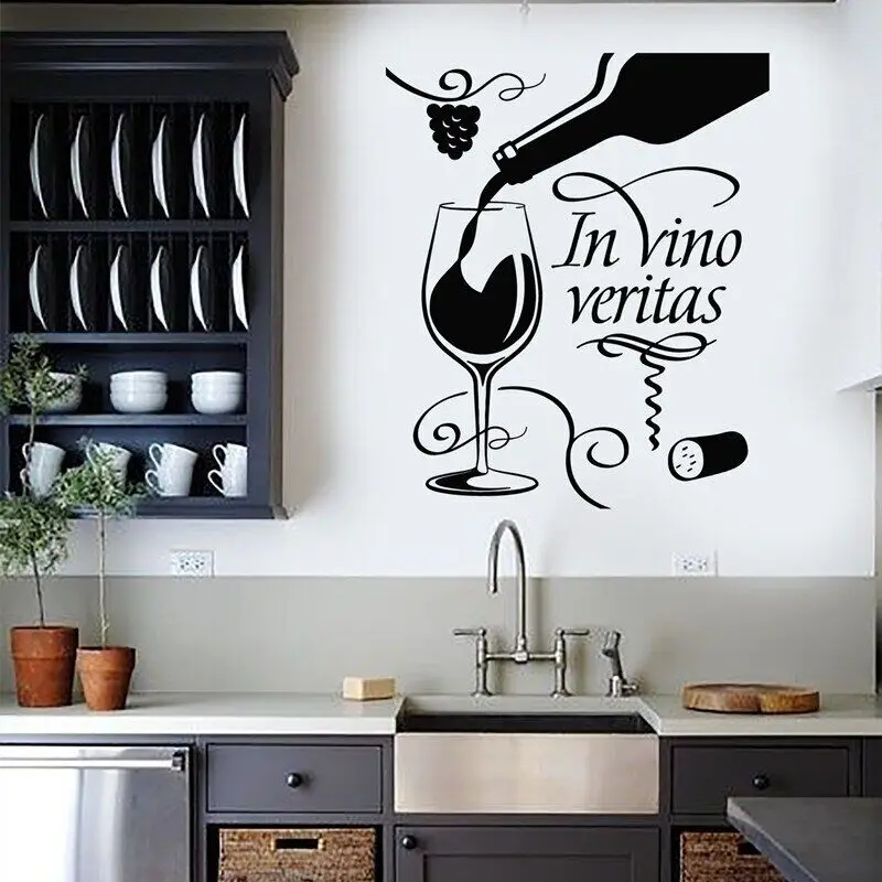 Vintage Vinyl Wall Sticker Western Restaurant Showcase Dress Up Home Living Room Kitchen Cabinet Wine Cellar Vinyl Decal C18