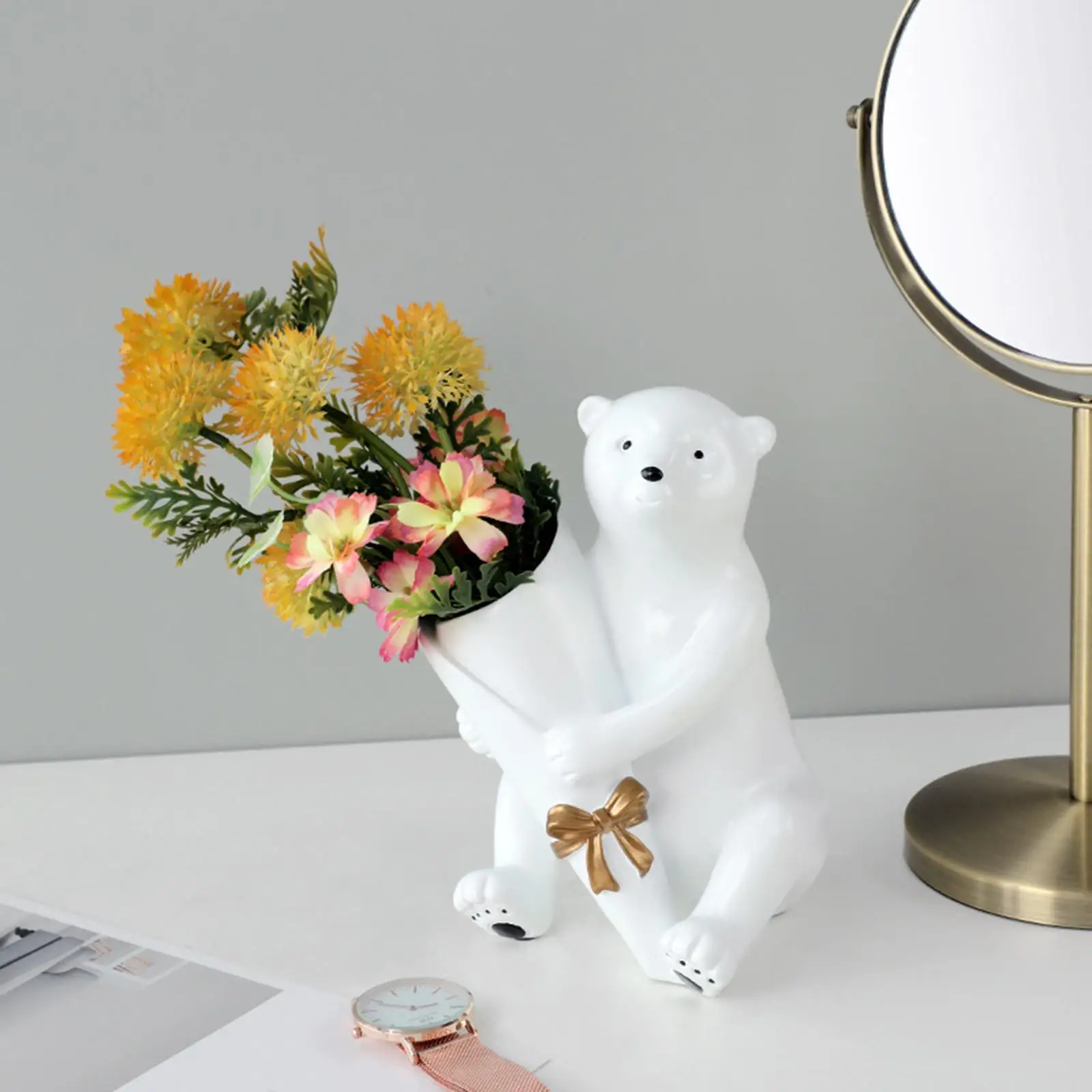 Vase Hand Painted Sculpture Plant Holder Flowerpot Holder Art for Home TV Cabinet Floral Arrangements Living Room Party