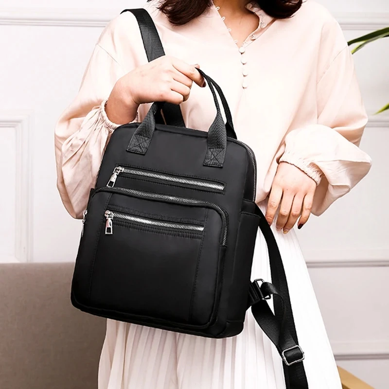 Women Backpack Travel Casual Waterproof Women's Shoulder Bags Female Large Capacity Oxford Rucksack Black Purse