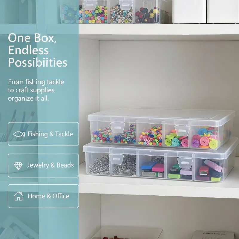 Hardware Tool Storage Box 5 Compartment Clear Organizer for Screws Ideal for Carpenter Woodworking Projects