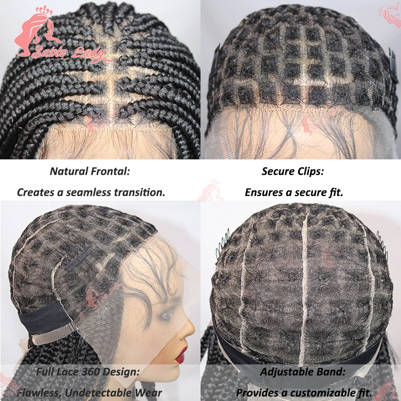 Synthetic Wig Knotless Box Braided Wigs For Black Women 36